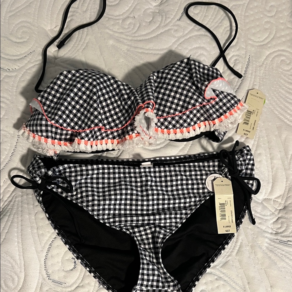 Arizona Jean Company Black and White Gingham Bikini